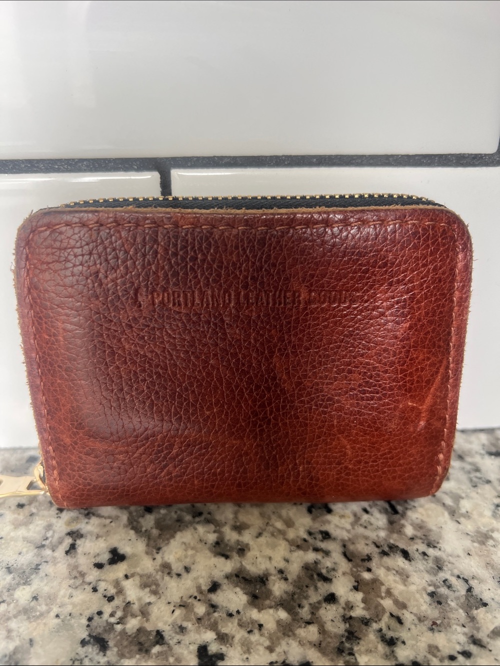 Portland Leather Compact Brown Leather Zip Wallet